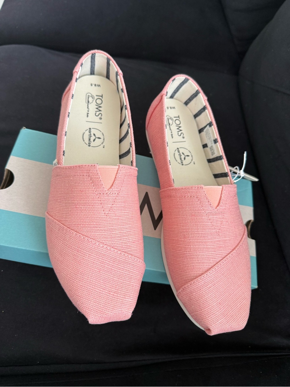 TOMS Pink Canvas Slip-On Moccasins - Women's Casual Shoes